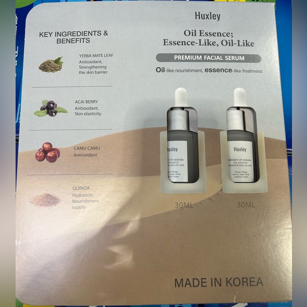 Huxley premium face serum  1oz + 1 oz pack made in Korea new sealed